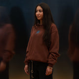 FLEECE KEYHOLE CREWNECK BROWN